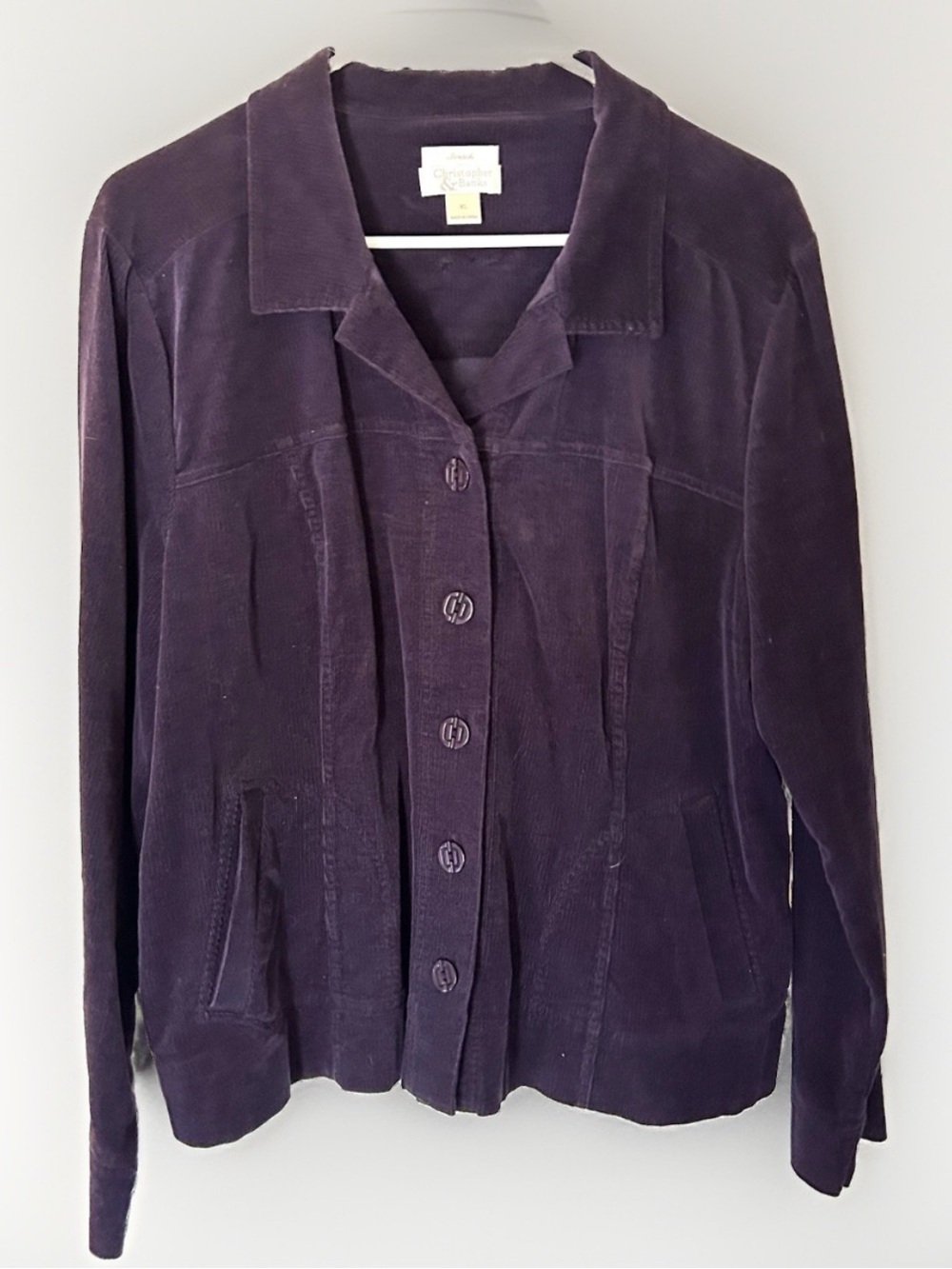Christopher & Banks XL Jacket Purple Corduroy Button Down  Pockets